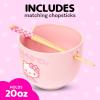 Silver Buffalo Sanrio Hello Kitty Strawberry Milk Japanese Character Ceramic Ramen Noodle Rice Bowl with Chopsticks, Microwave Safe, Pink, 20 Ounces(Hello Kitty Strawberry Milk)
