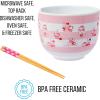 Silver Buffalo Sanrio Hello Kitty Strawberry Milk Japanese Character Ceramic Ramen Noodle Rice Bowl with Chopsticks, Microwave Safe, Pink, 20 Ounces(Hello Kitty Strawberry Milk Pattern)