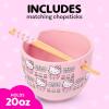 Silver Buffalo Sanrio Hello Kitty Strawberry Milk Japanese Character Ceramic Ramen Noodle Rice Bowl with Chopsticks, Microwave Safe, Pink, 20 Ounces(Hello Kitty Flowers Pattern)