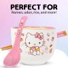 Silver Buffalo Sanrio Hello Kitty Strawberry Milk Japanese Character Ceramic Ramen Noodle Rice Bowl with Chopsticks, Microwave Safe, Pink, 20 Ounces(Hello Kitty Apples and Cinnamon Spoon)