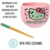 Silver Buffalo Sanrio Hello Kitty Strawberry Milk Japanese Character Ceramic Ramen Noodle Rice Bowl with Chopsticks, Microwave Safe, Pink, 20 Ounces(Hello Kitty Frankenstein)
