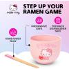 Silver Buffalo Sanrio Hello Kitty Strawberry Milk Japanese Character Ceramic Ramen Noodle Rice Bowl with Chopsticks, Microwave Safe, Pink, 20 Ounces(Hello Kitty Strawberry Milk)
