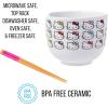 Silver Buffalo Sanrio Hello Kitty Strawberry Milk Japanese Character Ceramic Ramen Noodle Rice Bowl with Chopsticks, Microwave Safe, Pink, 20 Ounces(Hello Kitty Faces and Bows)