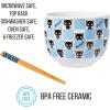 Silver Buffalo Sanrio Hello Kitty and Friends Kuromi Ceramic Ramen Noodle Rice Bowl with Chopsticks, Microwave Safe, 20 Ounces(Chococat Checkered)
