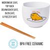 Silver Buffalo Sanrio Hello Kitty and Friends Kuromi Ceramic Ramen Noodle Rice Bowl with Chopsticks, Microwave Safe, 20 Ounces(Gudetama Nissin)