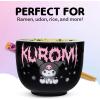 Silver Buffalo Sanrio Hello Kitty and Friends Kuromi Ceramic Ramen Noodle Rice Bowl with Chopsticks, Microwave Safe, 20 Ounces(Kuromi)