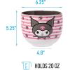 Silver Buffalo Sanrio Hello Kitty and Friends Kuromi Ceramic Ramen Noodle Rice Bowl with Chopsticks, Microwave Safe, 20 Ounces(Kuromi Skull and Stars)
