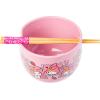 Silver Buffalo Sanrio Hello Kitty and Friends Kuromi Ceramic Ramen Noodle Rice Bowl with Chopsticks, Microwave Safe, 20 Ounces(My Melody Polaroids)