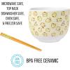 Silver Buffalo Sanrio Hello Kitty and Friends Kuromi Ceramic Ramen Noodle Rice Bowl with Chopsticks, Microwave Safe, 20 Ounces(Pompompurin Pattern)