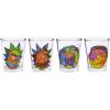 Silver Buffalo SpongeBob SquarePants Featuring Gary Poses Floral Krabby Patty 4 Pack Mini Glass Set, 1.5 Ounces(Rick and Morty Abstract Faces)