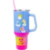 Silver Buffalo Care Bears Grumpy Bear Like I Care Stainless Steel Tumbler with Handle and Straw, Fits in Standard Cup Holder, 40 Ounces(Care Bears Heart Showers Ombre)