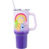 Silver Buffalo Care Bears Grumpy Bear Like I Care Stainless Steel Tumbler with Handle and Straw, Fits in Standard Cup Holder, 40 Ounces(Care Bears Rainbow)