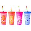 Silver Buffalo Disney Lilo and Stitch Angel Coconut Flowers 2 Pack Color Change Plastic Tumbler, 24-Ounce(Care Bears Hearts and Stars)