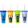 Silver Buffalo Disney Lilo and Stitch Angel Coconut Flowers 2 Pack Color Change Plastic Tumbler, 24-Ounce(Lilo and Stitch Tiki Stitch)