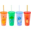Silver Buffalo Disney Lilo and Stitch Angel Coconut Flowers 2 Pack Color Change Plastic Tumbler, 24-Ounce(Pokemon Pika and Starters)