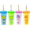 Silver Buffalo Disney Lilo and Stitch Angel Coconut Flowers 2 Pack Color Change Plastic Tumbler, 24-Ounce(Rainbow Brite RB Color)