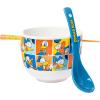 Silver Buffalo Disney Lilo and Stitch Hands Up Leaves and Flowers Ceramic Ramen Noodle Rice Bowl with Chopsticks and Spoon, Microwave Safe, 20 Ounces(Donald Duck Spoon)