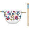 Silver Buffalo Disney Lilo and Stitch Hands Up Leaves and Flowers Ceramic Ramen Noodle Rice Bowl with Chopsticks and Spoon, Microwave Safe, 20 Ounces(Lilo and Stitch Costumes)