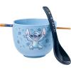 Silver Buffalo Disney Lilo and Stitch Hands Up Leaves and Flowers Ceramic Ramen Noodle Rice Bowl with Chopsticks and Spoon, Microwave Safe, 20 Ounces(Lilo and Stitch Hands Up Spoon)