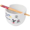 Silver Buffalo Disney Lilo and Stitch Hands Up Leaves and Flowers Ceramic Ramen Noodle Rice Bowl with Chopsticks and Spoon, Microwave Safe, 20 Ounces(Mickey and Minnie Watercolor)