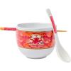 Silver Buffalo Disney Lilo and Stitch Hands Up Leaves and Flowers Ceramic Ramen Noodle Rice Bowl with Chopsticks and Spoon, Microwave Safe, 20 Ounces(Monsters Inc Octopus Chef Spoon)