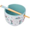 Silver Buffalo Disney Lilo and Stitch Hands Up Leaves and Flowers Ceramic Ramen Noodle Rice Bowl with Chopsticks and Spoon, Microwave Safe, 20 Ounces(Ratatouille Remy Icons)