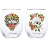 Silver Buffalo Disney Mickey and Minnie Classic Heart Glitter Stemless Wine Glass, 20 Ounces(Ed Hardy)