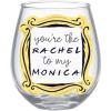 Silver Buffalo Disney Mickey and Minnie Classic Heart Glitter Stemless Wine Glass, 20 Ounces(Friends You’re the Rachel)