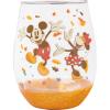 Silver Buffalo Disney Mickey and Minnie Classic Heart Glitter Stemless Wine Glass, 20 Ounces(Mickey and Minnie Fall Leaves)