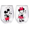 Silver Buffalo Disney Mickey and Minnie Classic Heart Glitter Stemless Wine Glass, 20 Ounces(Mickey and Minnie Love Halftone)
