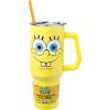 Silver Buffalo Disney Winnie the Pooh “Dreamy Days” Retro Art Stainless Steel Tumbler with Handle and Straw, Fits in Standard Cup Holder, 40 Ounces(Spongebob Squarepants Smiling)