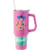 Silver Buffalo Disney Winnie the Pooh “Dreamy Days” Retro Art Stainless Steel Tumbler with Handle and Straw, Fits in Standard Cup Holder, 40 Ounces(Stitch Life is a Party)
