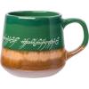 imageSilver Buffalo Lord of The Rings Elven Text High Gloss Reactive Glaze Tapered Pottery Mug18 OuncesGreenBrownMulti