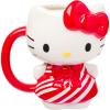 Silver Buffalo Sanrio Hello Kitty Pink Bow Ceramic 3D Sculpted Mug, 20 Ounces(Hello Kitty Holiday Candy Cane Dress)