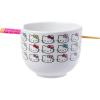Silver Buffalo Sanrio Hello Kitty Strawberry Milk Japanese Character Ceramic Ramen Noodle Rice Bowl with Chopsticks, Microwave Safe, Pink, 20 Ounces(Hello Kitty Faces and Bows)