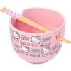Silver Buffalo Sanrio Hello Kitty Strawberry Milk Japanese Character Ceramic Ramen Noodle Rice Bowl with Chopsticks, Microwave Safe, Pink, 20 Ounces(Hello Kitty Flowers Pattern)