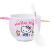 Silver Buffalo Sanrio Hello Kitty Strawberry Milk Japanese Character Ceramic Ramen Noodle Rice Bowl with Chopsticks, Microwave Safe, Pink, 20 Ounces(Hello Kitty Pink Polka Dot Spoon)