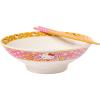 Silver Buffalo Sanrio Hello Kitty Strawberry Milk Japanese Character Ceramic Ramen Noodle Rice Bowl with Chopsticks, Microwave Safe, Pink, 20 Ounces(Hello Kitty Waves and Flowers (Big))