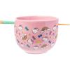 Silver Buffalo Sanrio Hello Kitty Strawberry Milk Japanese Character Ceramic Ramen Noodle Rice Bowl with Chopsticks, Microwave Safe, Pink, 20 Ounces(Hello Kitty Bows Stars Rainbows)