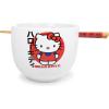 Silver Buffalo Sanrio Hello Kitty Strawberry Milk Japanese Character Ceramic Ramen Noodle Rice Bowl with Chopsticks, Microwave Safe, Pink, 20 Ounces(Hello Kitty Japanese Logo)