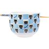 Silver Buffalo Sanrio Hello Kitty and Friends Kuromi Ceramic Ramen Noodle Rice Bowl with Chopsticks, Microwave Safe, 20 Ounces(Chococat Checkered)