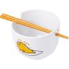 Silver Buffalo Sanrio Hello Kitty and Friends Kuromi Ceramic Ramen Noodle Rice Bowl with Chopsticks, Microwave Safe, 20 Ounces(Gudetama Nissin)