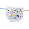 Silver Buffalo Sanrio Hello Kitty and Friends Kuromi Ceramic Ramen Noodle Rice Bowl with Chopsticks, Microwave Safe, 20 Ounces(Hello Kitty and Friends Graph)