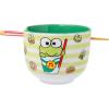 Silver Buffalo Sanrio Hello Kitty and Friends Kuromi Ceramic Ramen Noodle Rice Bowl with Chopsticks, Microwave Safe, 20 Ounces(Keroppi Foodie Icons)