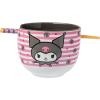 Silver Buffalo Sanrio Hello Kitty and Friends Kuromi Ceramic Ramen Noodle Rice Bowl with Chopsticks, Microwave Safe, 20 Ounces(Kuromi Skull and Stars)