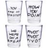 Silver Buffalo SpongeBob SquarePants Featuring Gary Poses Floral Krabby Patty 4 Pack Mini Glass Set, 1.5 Ounces(Friends Iconic Quotes)