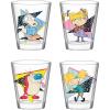 Silver Buffalo SpongeBob SquarePants Featuring Gary Poses Floral Krabby Patty 4 Pack Mini Glass Set, 1.5 Ounces(Nickelodeon Retro Characters)