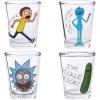 Silver Buffalo SpongeBob SquarePants Featuring Gary Poses Floral Krabby Patty 4 Pack Mini Glass Set, 1.5 Ounces(Rick and Morty)
