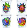 Silver Buffalo SpongeBob SquarePants Featuring Gary Poses Floral Krabby Patty 4 Pack Mini Glass Set, 1.5 Ounces(Rick and Morty Abstract Faces)