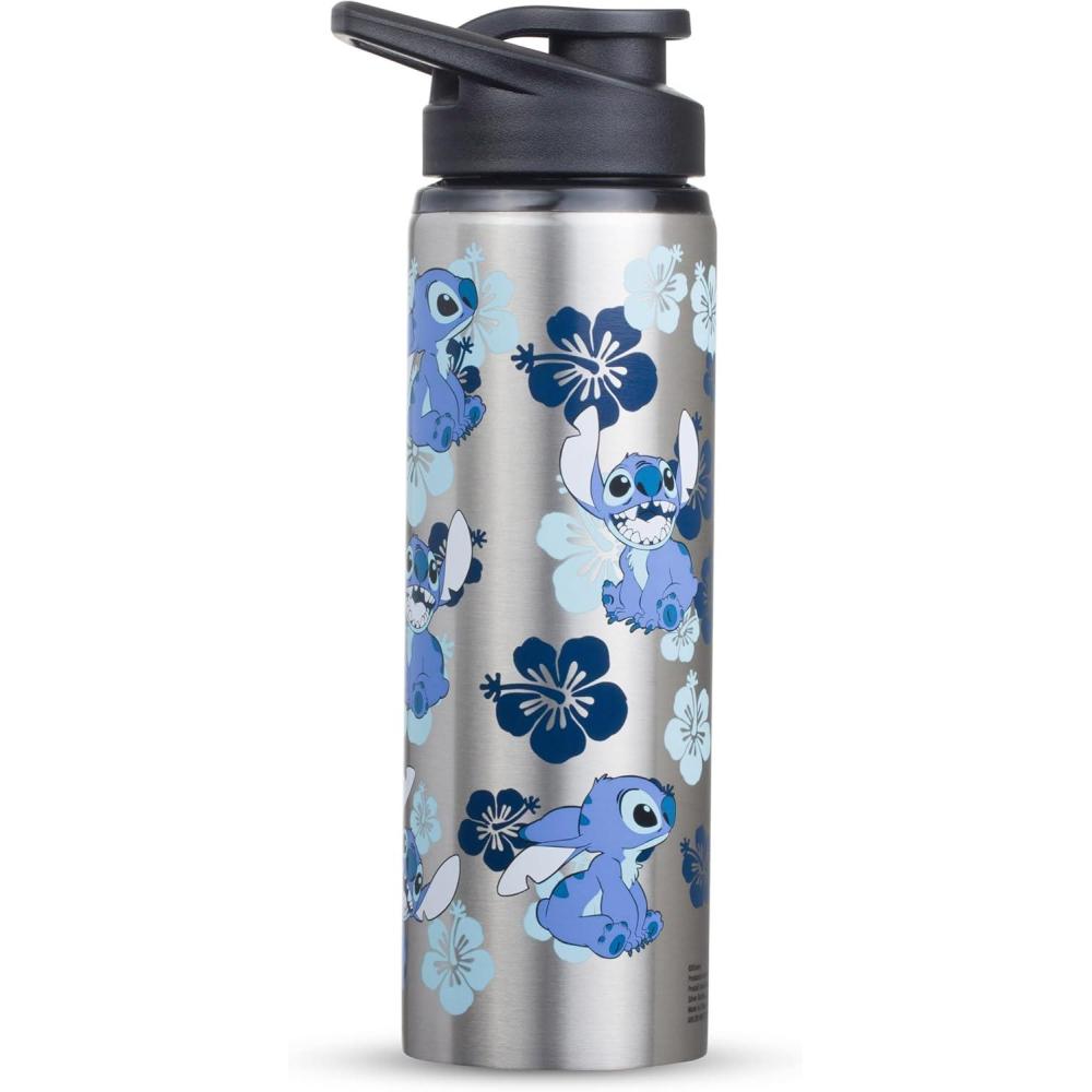 imageSilver Buffalo Disney Lilo and Stitch Double Walled Stainless Steel Water Bottle 25 Ounces25oz Lilo and Stitch Silver Tropical